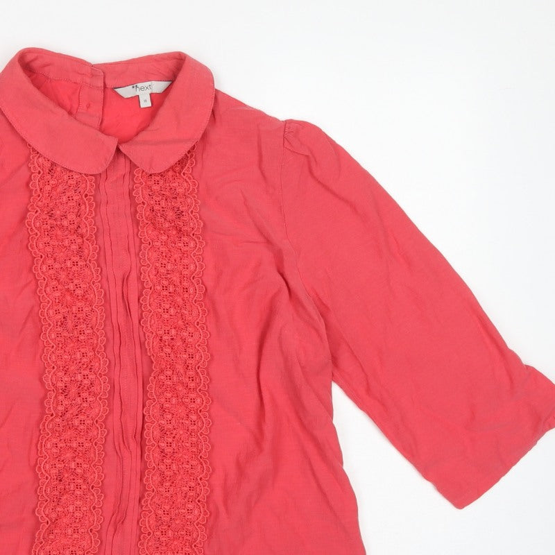 Next Women’s Pink UK 18 Lace Peter Pan Collar 3/4 Sleeve Blouse