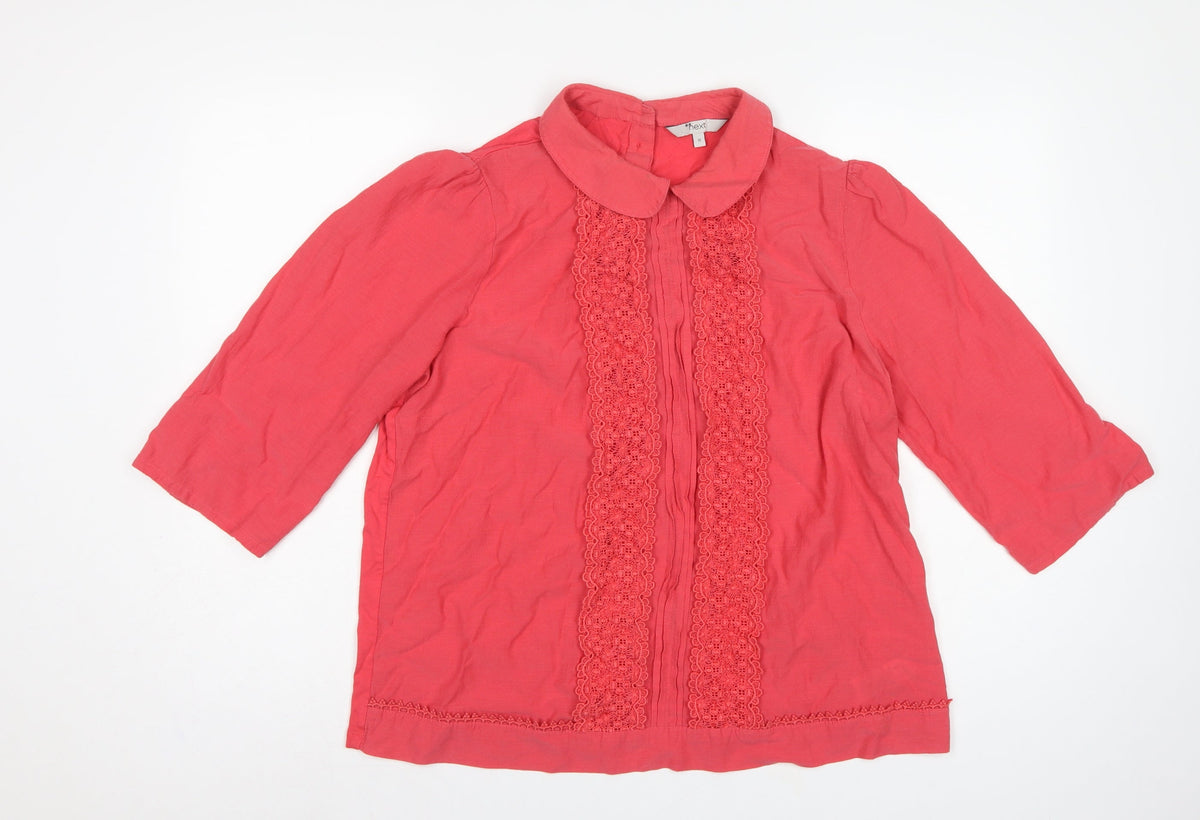 Next Women’s Pink UK 18 Lace Peter Pan Collar 3/4 Sleeve Blouse