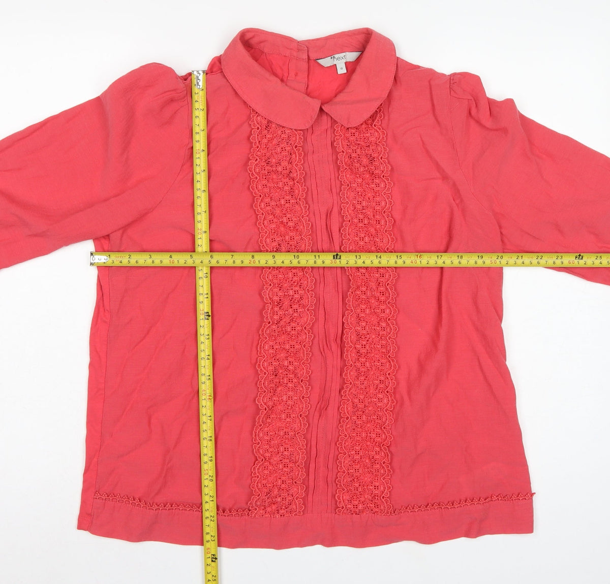 Next Women’s Pink UK 18 Lace Peter Pan Collar 3/4 Sleeve Blouse