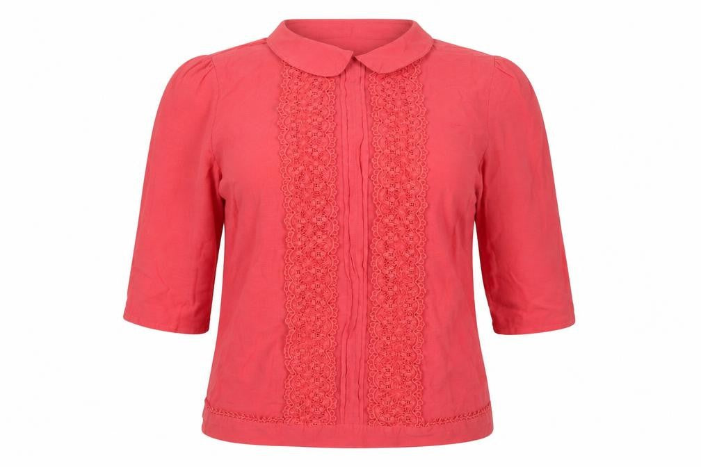 Next Women’s Pink UK 18 Lace Peter Pan Collar 3/4 Sleeve Blouse