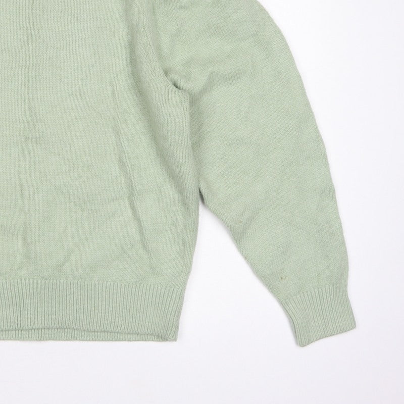 Next Women Green UK 10 Mock Neck Puff Sleeve Knit Jumper