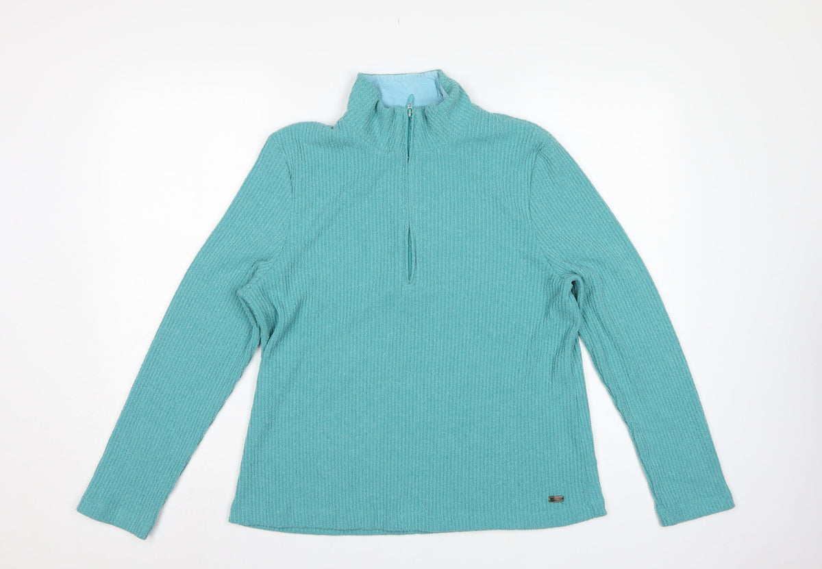 Dash Women’s Blue UK 18 Basic Knit 1/2 Zip Mock Neck Long Sleeve Top