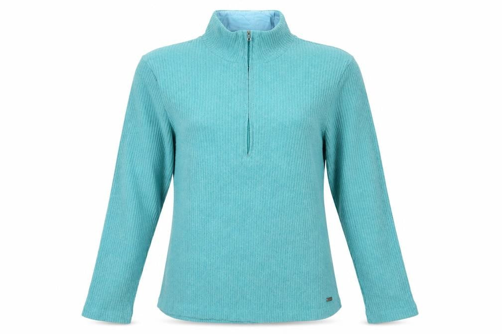 Dash Women’s Blue UK 18 Basic Knit 1/2 Zip Mock Neck Long Sleeve Top