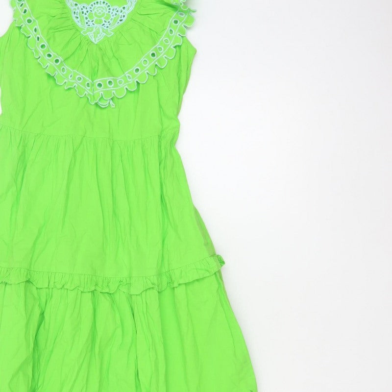 River Island Women Green UK 8 Maxi Fit & Flare Ruffle Dress