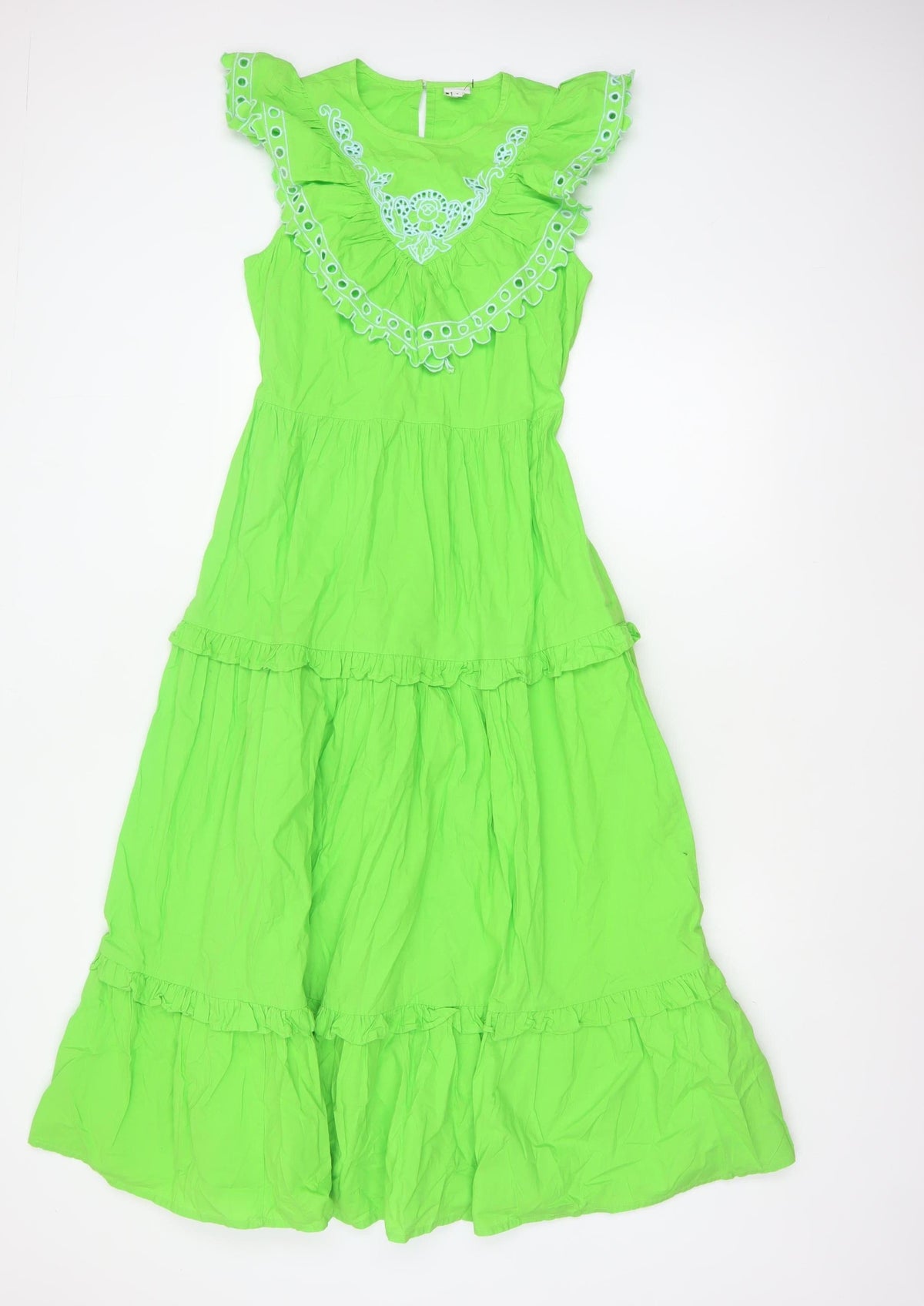 River Island Women Green UK 8 Maxi Fit & Flare Ruffle Dress