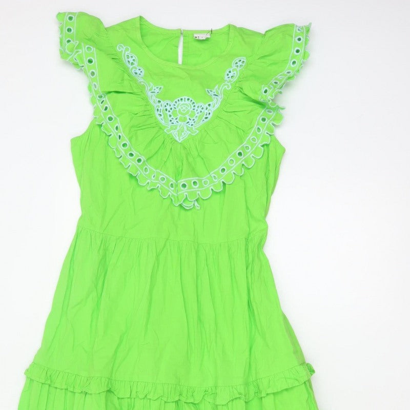 River Island Women Green UK 8 Maxi Fit & Flare Ruffle Dress