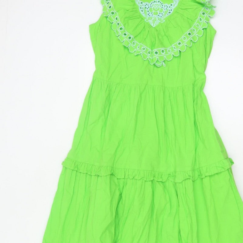 River Island Women Green UK 8 Maxi Fit & Flare Ruffle Dress