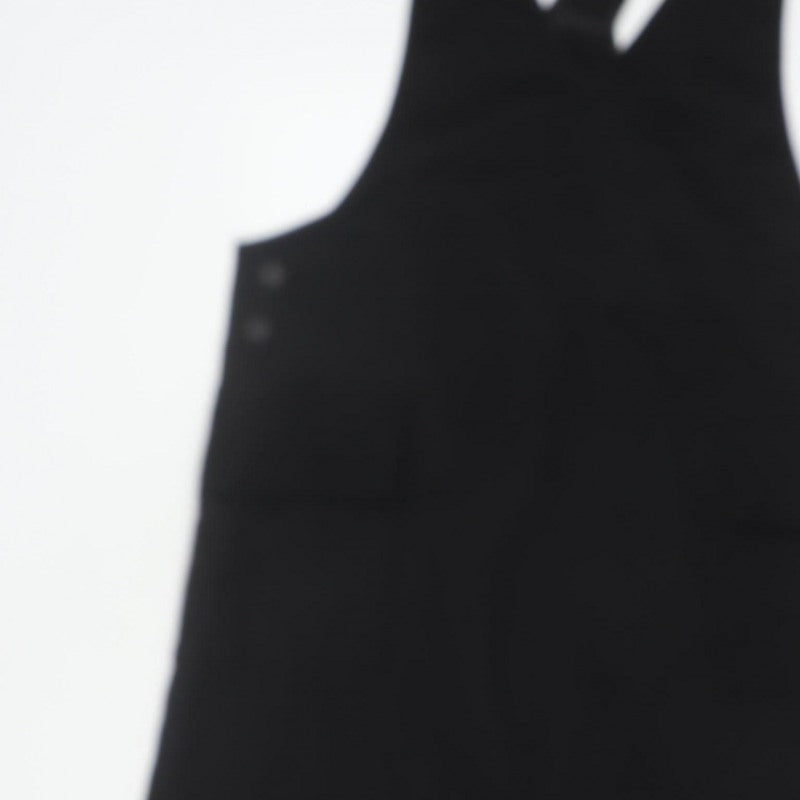 Monki Women Black M Midi Pinafore Dungaree Dress Pockets V Neck