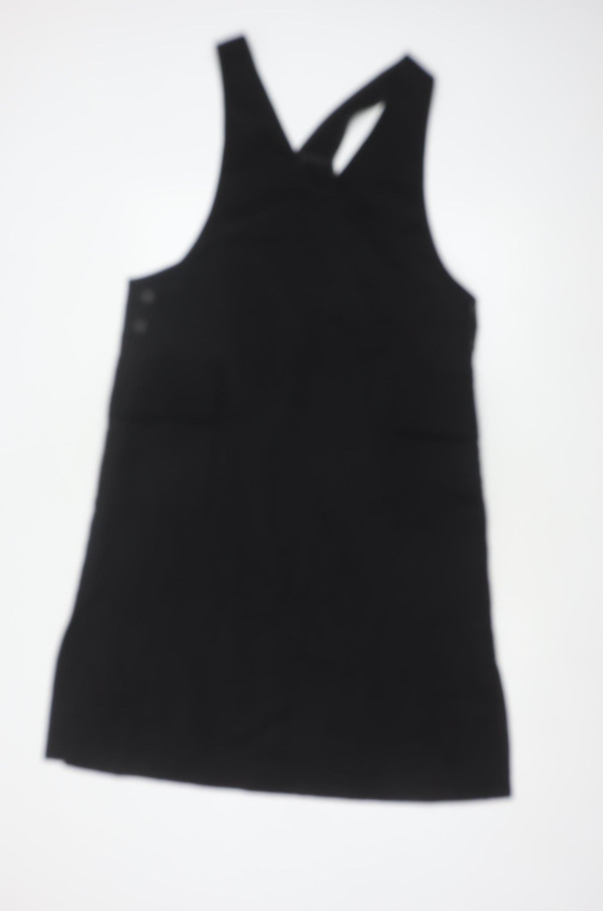 Monki Women Black M Midi Pinafore Dungaree Dress Pockets V Neck