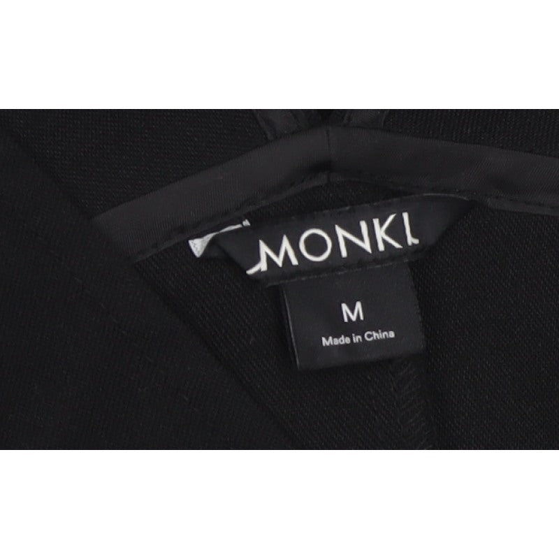 Monki Women Black M Midi Pinafore Dungaree Dress Pockets V Neck