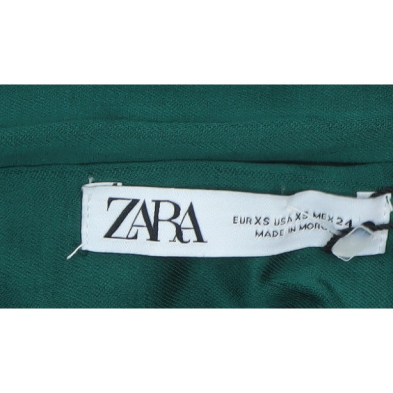 Zara Women Green XS Asymmetric One Sleeve Satin Maxi Party Dress