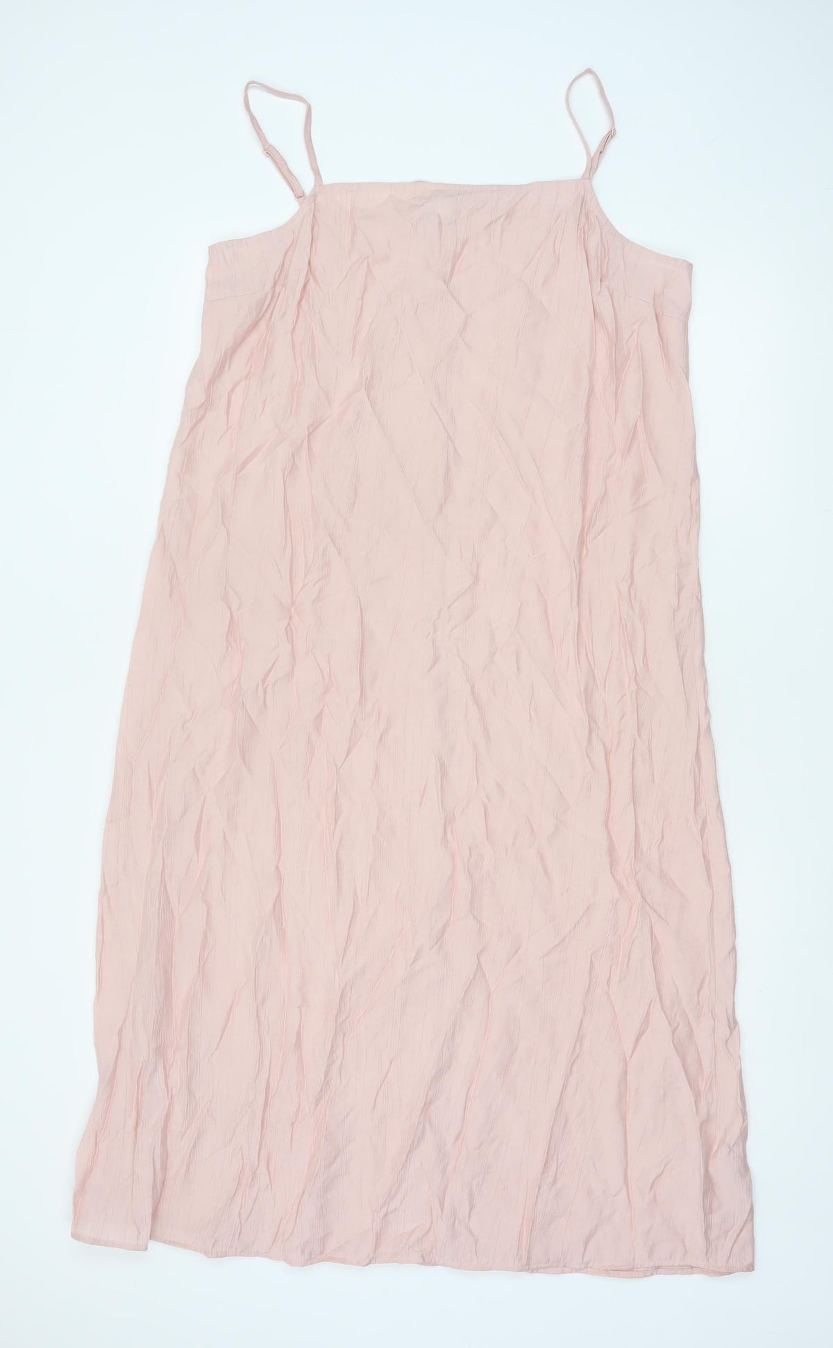 M&S Womens Pink Size 12 Crinkle Viscose Maxi Cold Shoulder Dress
