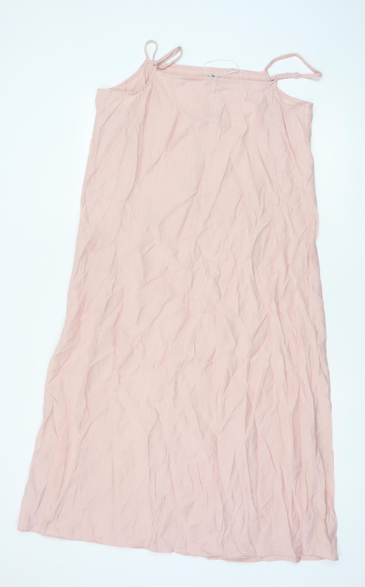 M&S Womens Pink Size 12 Crinkle Viscose Maxi Cold Shoulder Dress