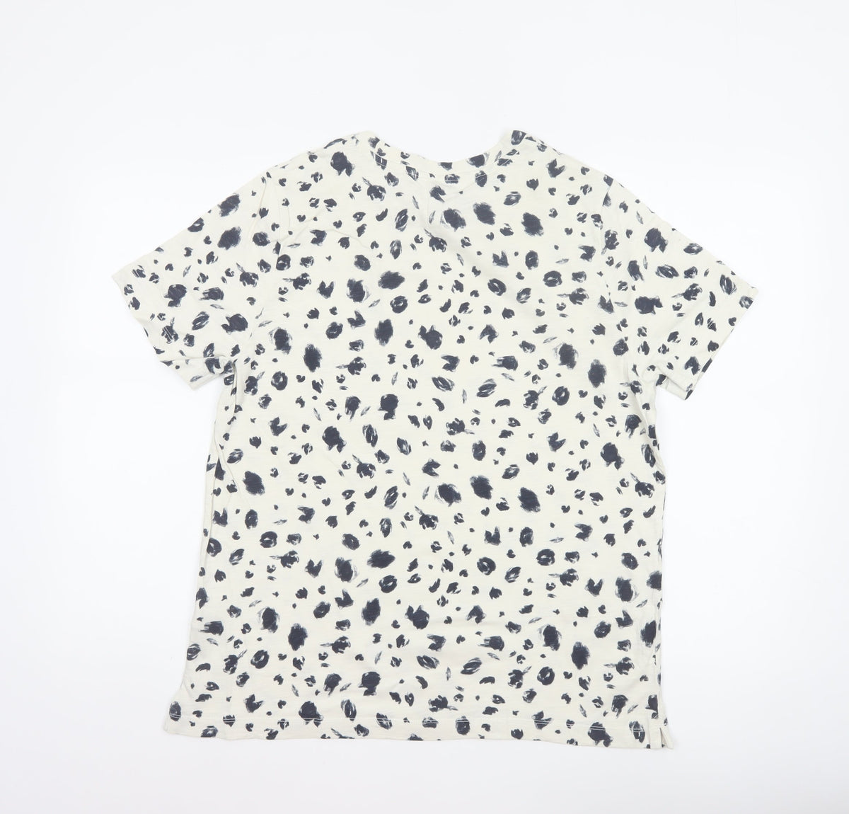 Marks & Spencer Women's Ivory Size 14 Leopard Print Cotton Jersey T-Shirt