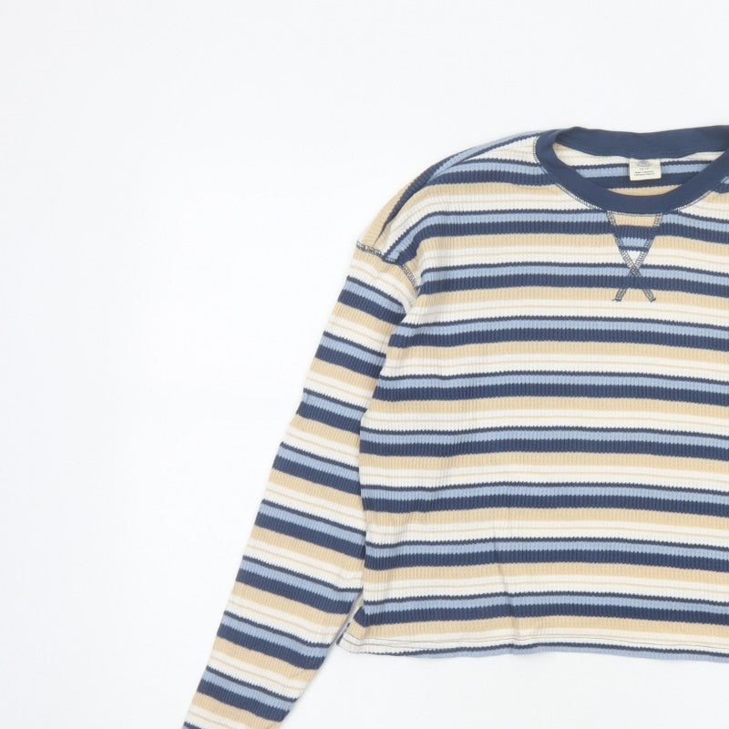 Urban Outfitters Women’s Multicoloured XS Cropped Striped Jersey Top