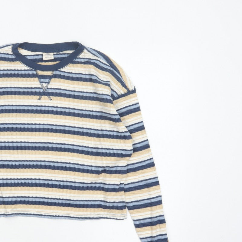 Urban Outfitters Women’s Multicoloured XS Cropped Striped Jersey Top