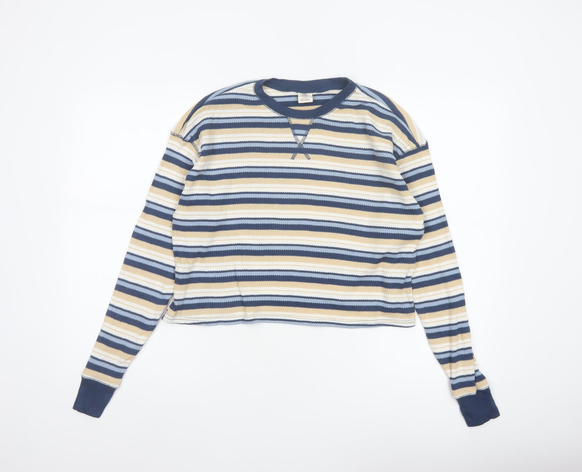 Urban Outfitters Women’s Multicoloured XS Cropped Striped Jersey Top