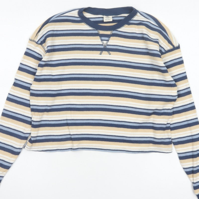 Urban Outfitters Women’s Multicoloured XS Cropped Striped Jersey Top