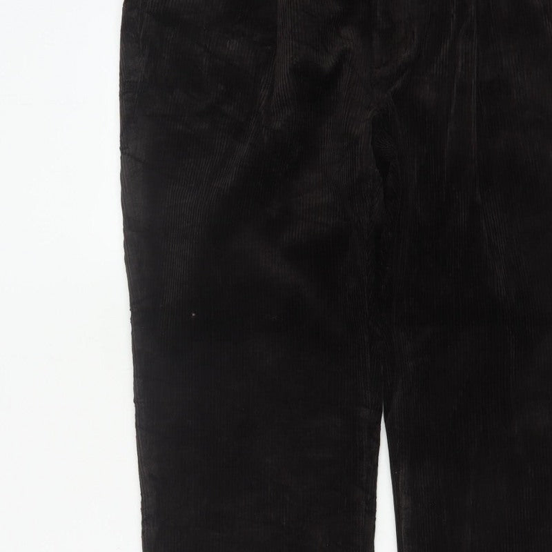 M&S Mens Brown Corduroy Straight Trousers 36x31 Regular Stretch