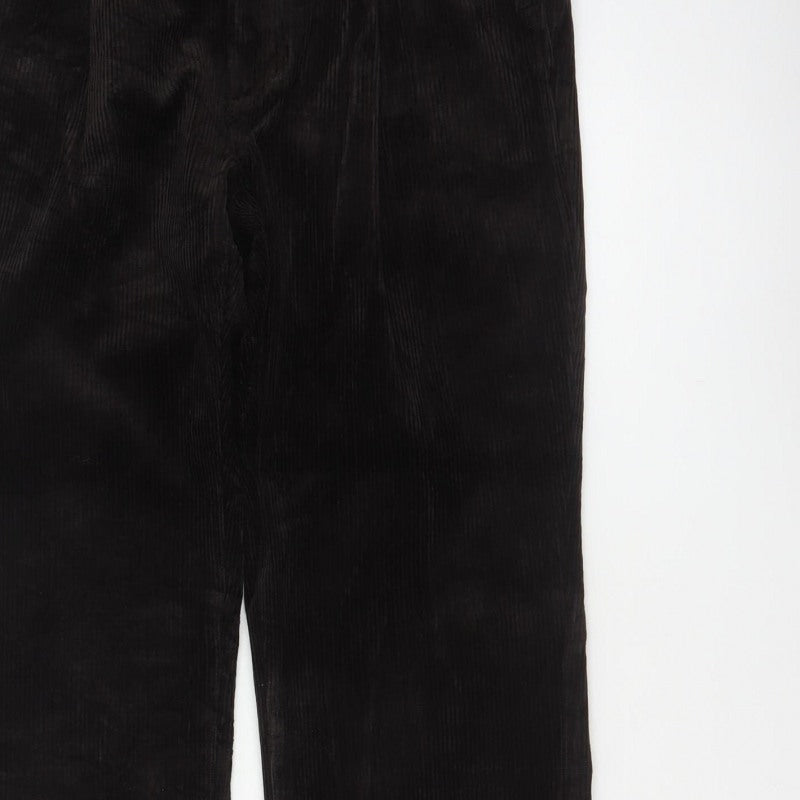 M&S Mens Brown Corduroy Straight Trousers 36x31 Regular Stretch