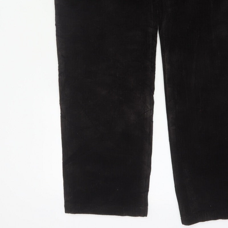 M&S Mens Brown Corduroy Straight Trousers 36x31 Regular Stretch