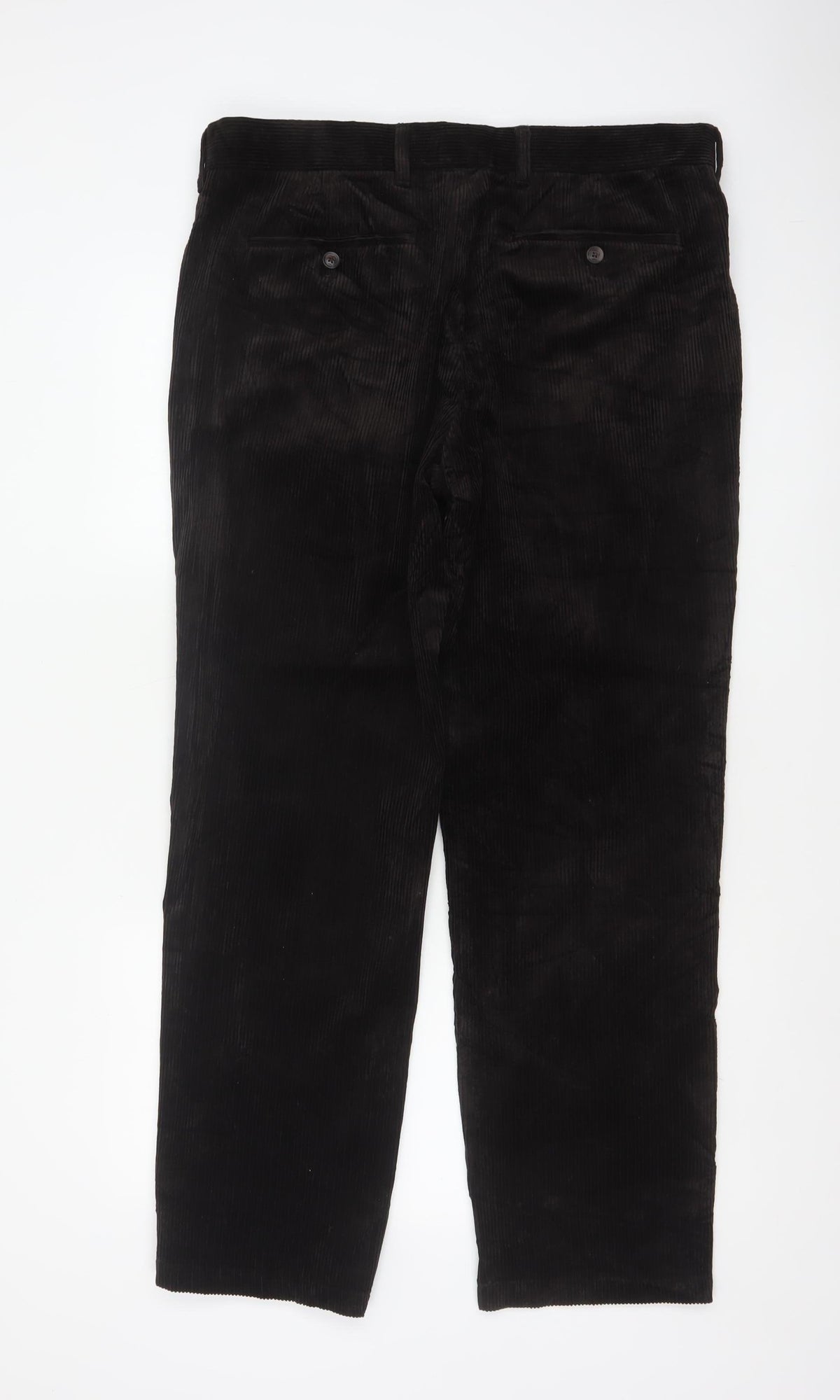 M&S Mens Brown Corduroy Straight Trousers 36x31 Regular Stretch