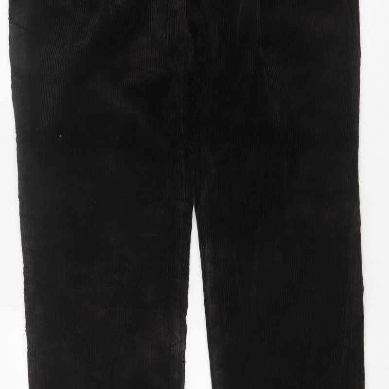 M&S Mens Brown Corduroy Straight Trousers 36x31 Regular Stretch