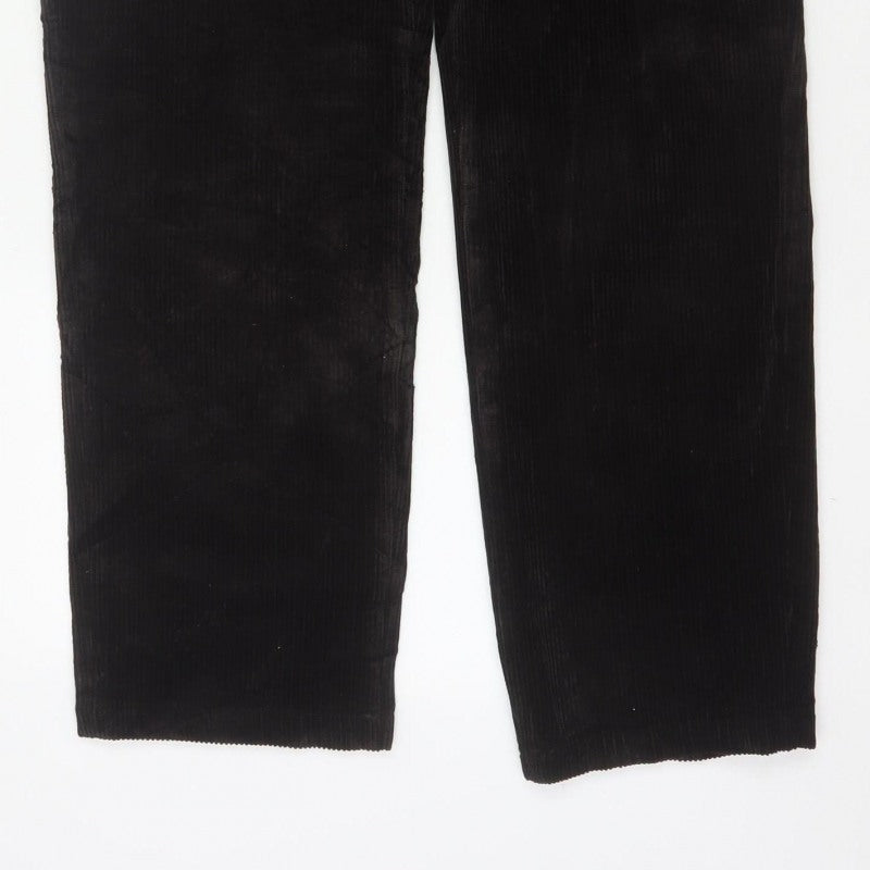 M&S Mens Brown Corduroy Straight Trousers 36x31 Regular Stretch