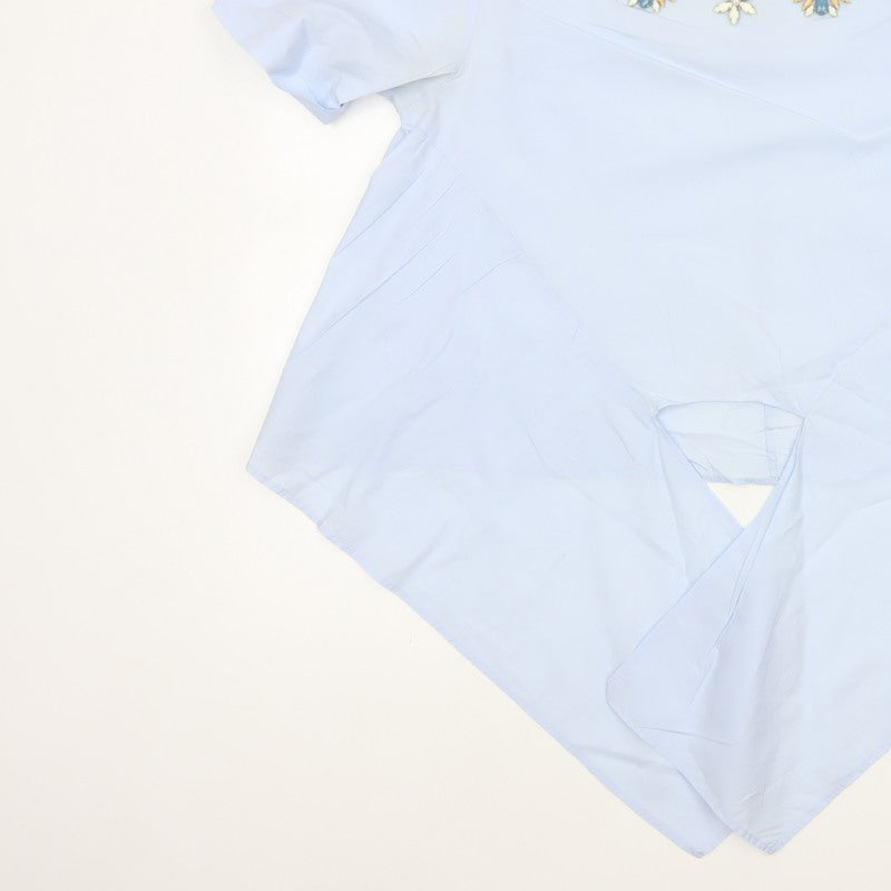 Zara Woman Blue M Floral Embellished Asymmetric Tunic Blouse