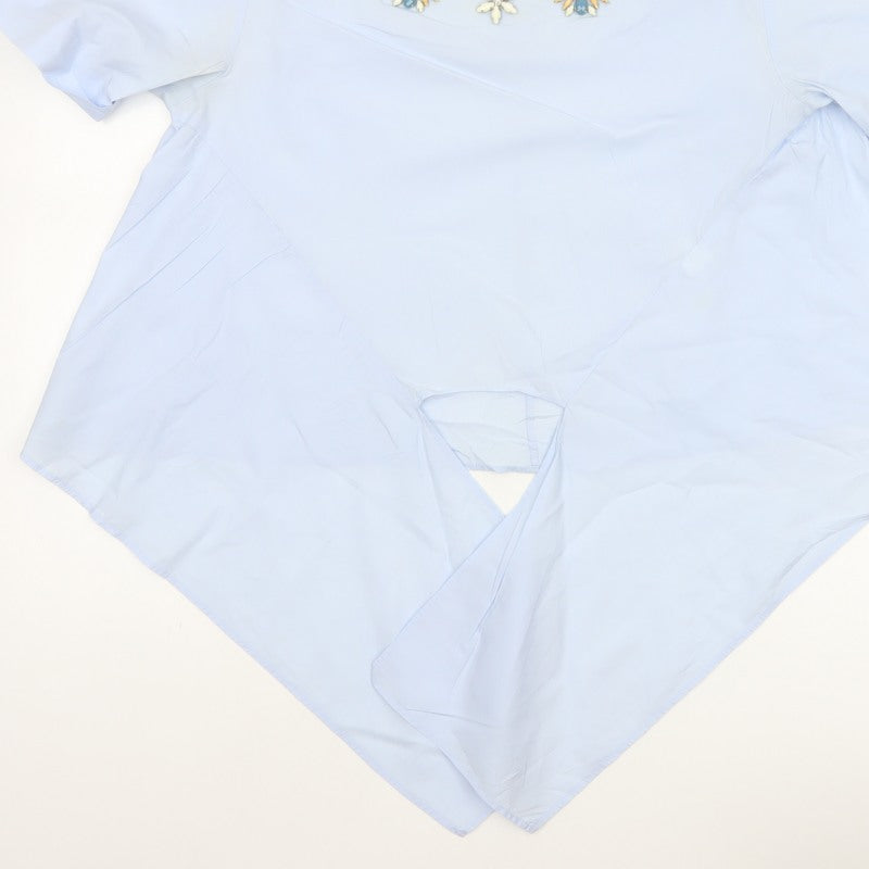 Zara Woman Blue M Floral Embellished Asymmetric Tunic Blouse