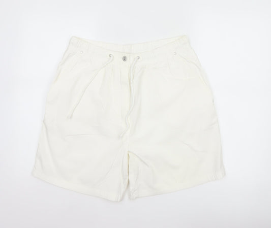 Marks & Spencer Women White UK 16 Cotton Utility Drawstring Shorts