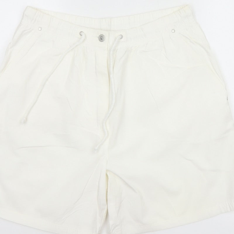 Marks & Spencer Women White UK 16 Cotton Utility Drawstring Shorts