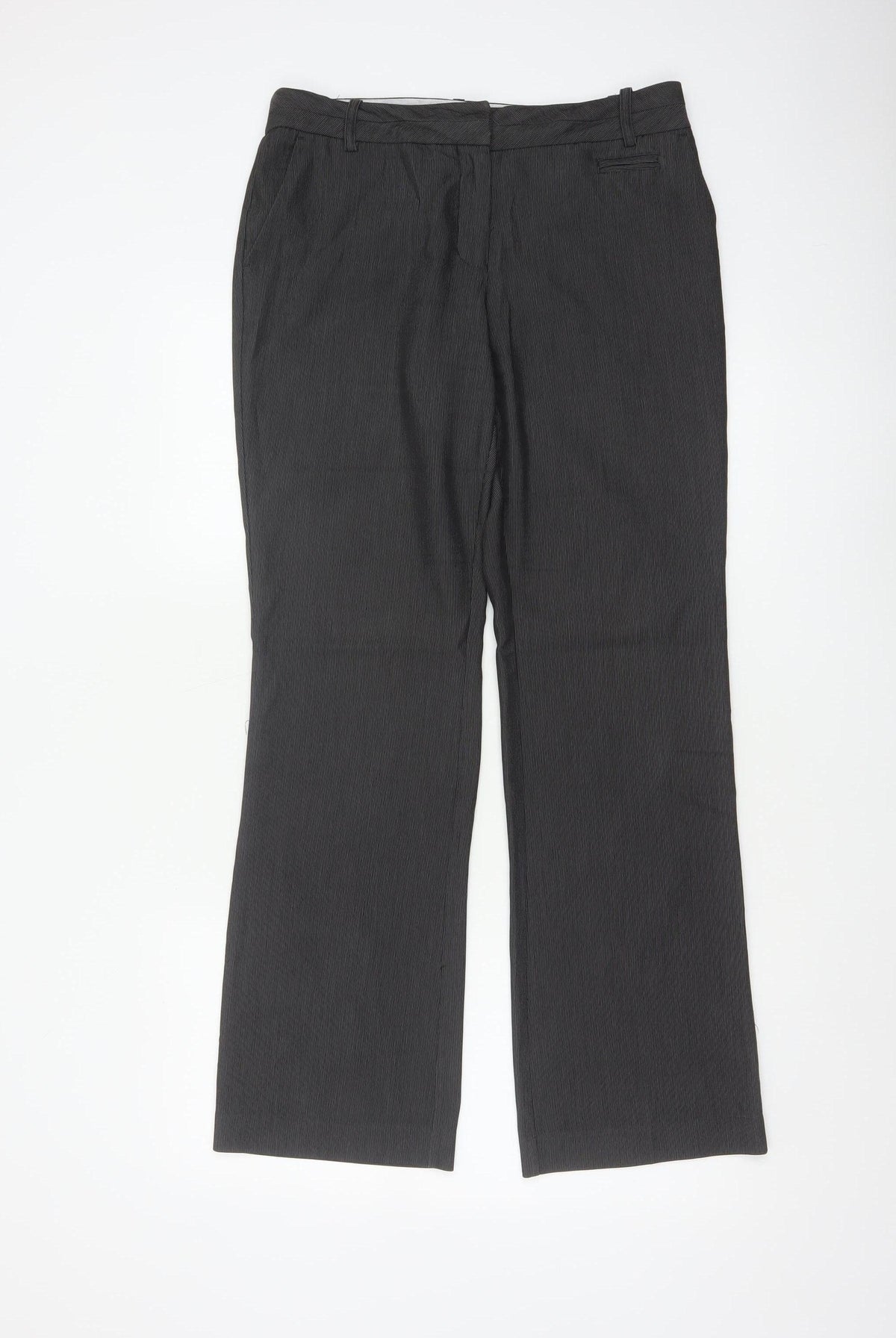 Next Women Grey Pinstripe UK 8 Regular Bootcut Tailored Trousers