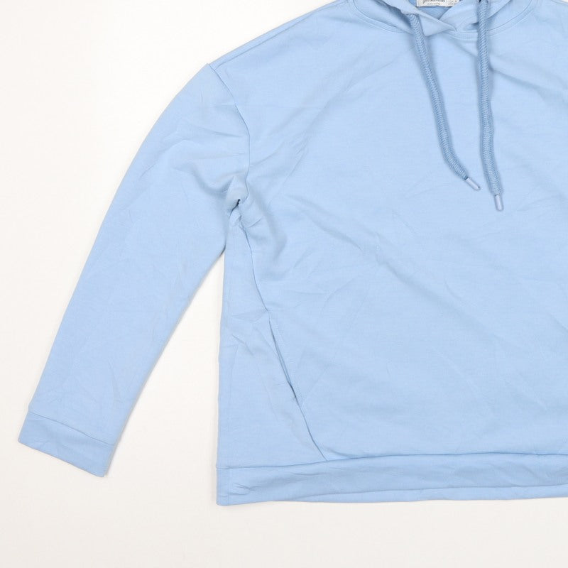 Stradivarius Women Blue S Pullover Hoodie Drawstring Pockets
