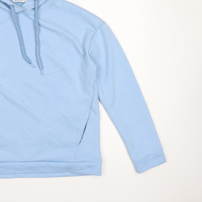 Stradivarius Women Blue S Pullover Hoodie Drawstring Pockets