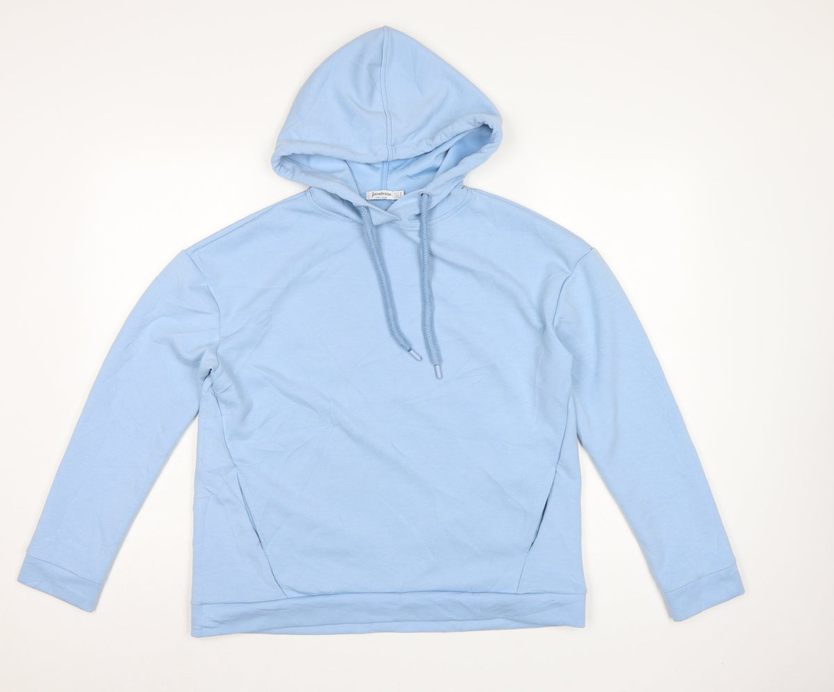 Stradivarius Women Blue S Pullover Hoodie Drawstring Pockets