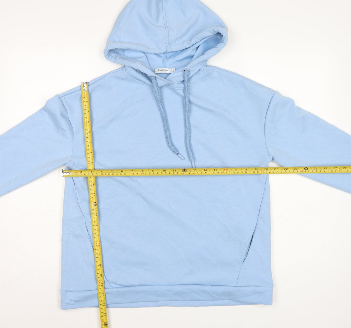 Stradivarius Women Blue S Pullover Hoodie Drawstring Pockets