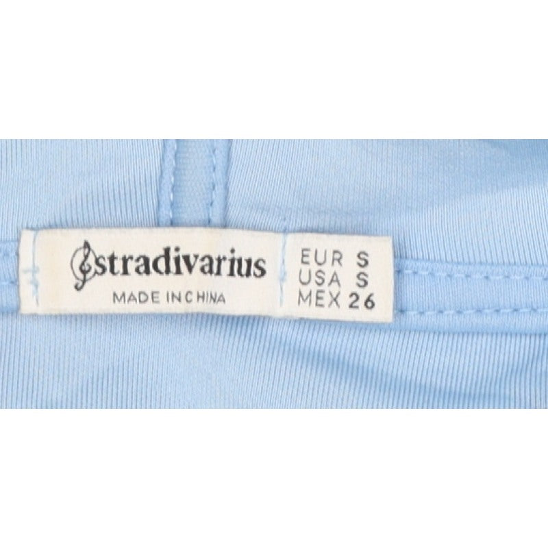 Stradivarius Women Blue S Pullover Hoodie Drawstring Pockets