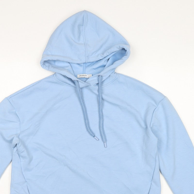 Stradivarius Women Blue S Pullover Hoodie Drawstring Pockets