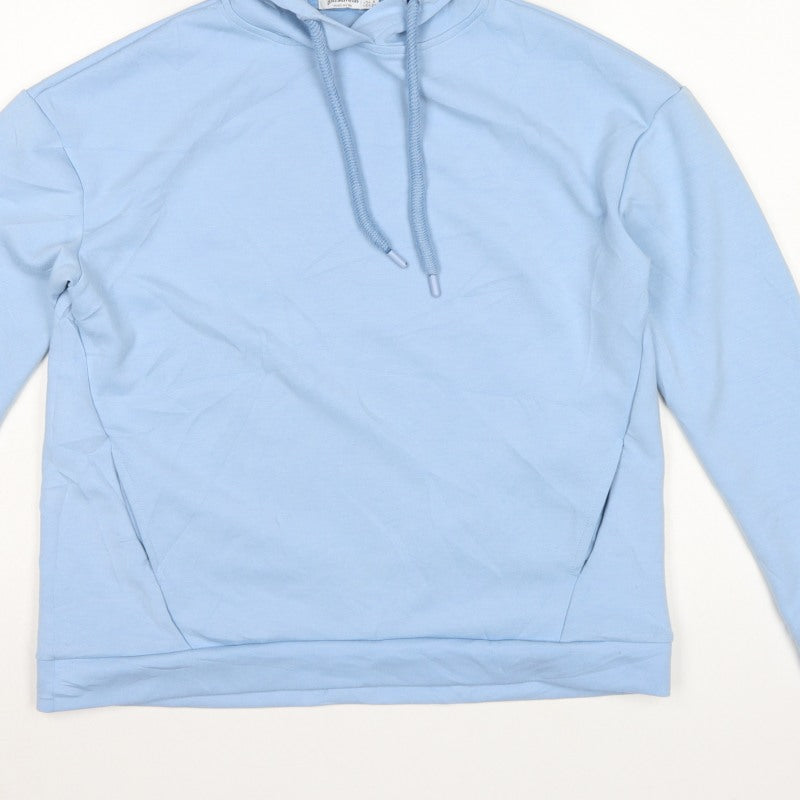 Stradivarius Women Blue S Pullover Hoodie Drawstring Pockets