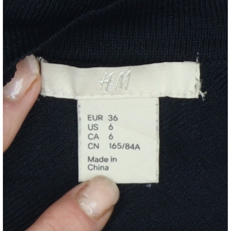 H&M Women Black UK 8 Bodycon Midi Cold Shoulder Knit Dress