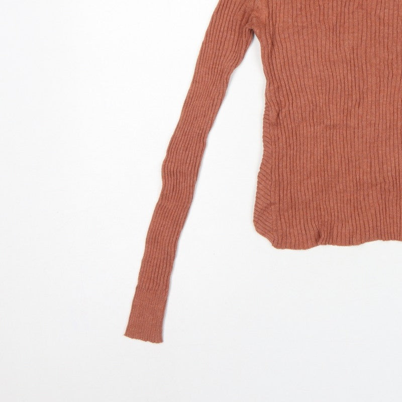 Aeropostale Women's Orange XS Ribbed Knit Long Sleeve Pullover Jumper