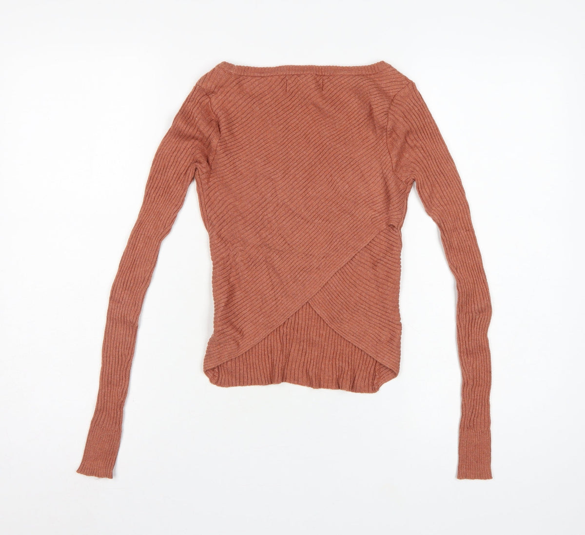 Aeropostale Women's Orange XS Ribbed Knit Long Sleeve Pullover Jumper