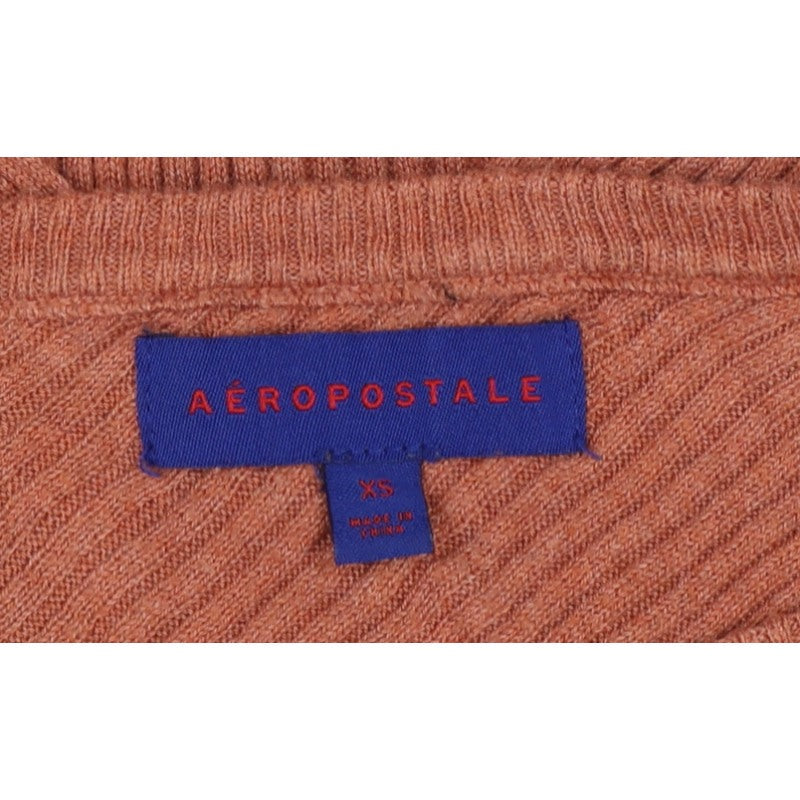 Aeropostale Women's Orange XS Ribbed Knit Long Sleeve Pullover Jumper