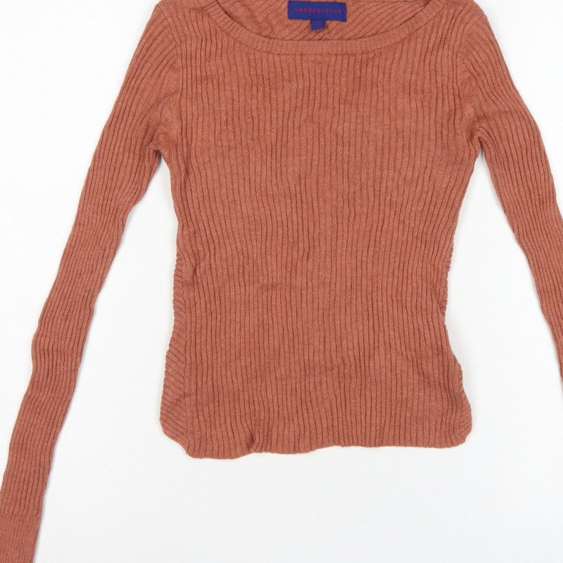 Aeropostale Women's Orange XS Ribbed Knit Long Sleeve Pullover Jumper