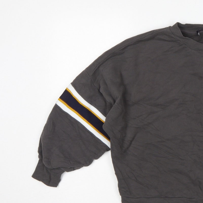 Marks & Spencer Women Black UK 14 Pullover Sweatshirt Striped Sleeves