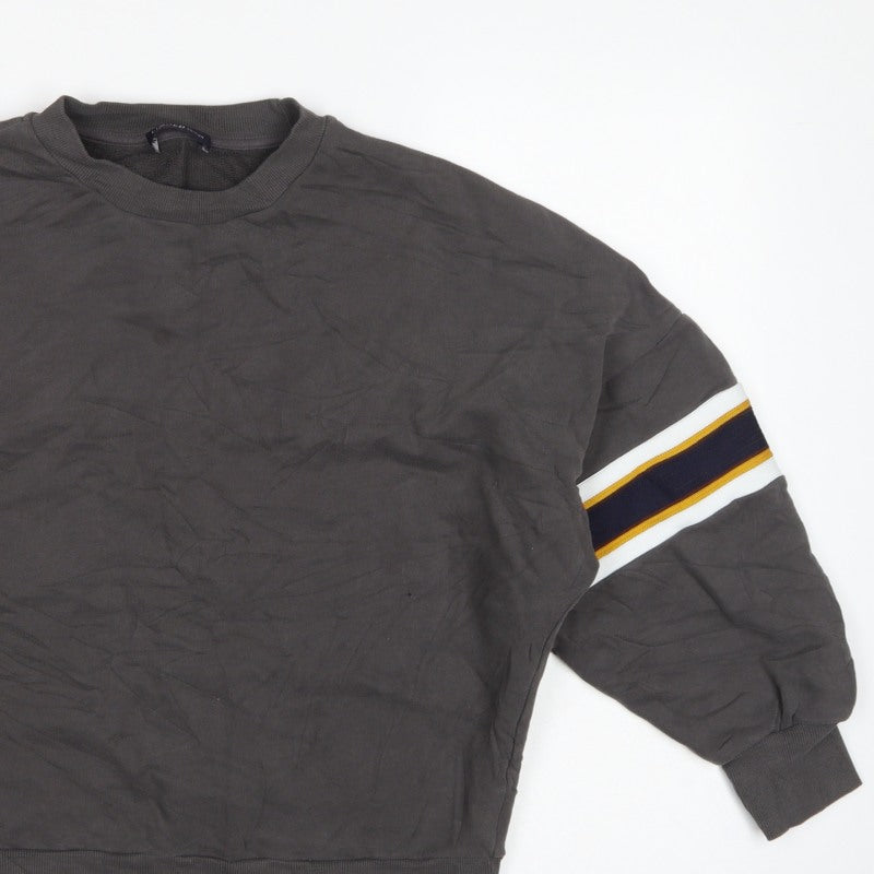 Marks & Spencer Women Black UK 14 Pullover Sweatshirt Striped Sleeves