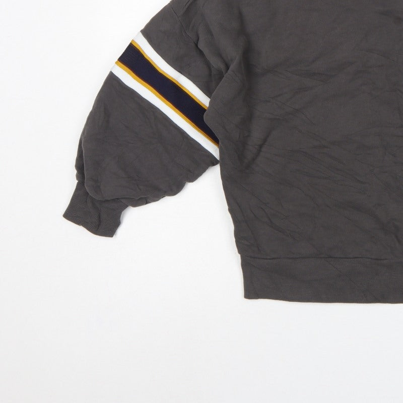 Marks & Spencer Women Black UK 14 Pullover Sweatshirt Striped Sleeves