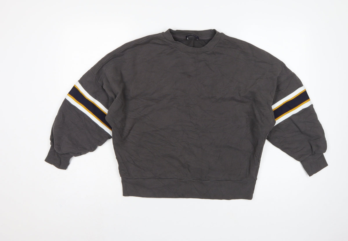 Marks & Spencer Women Black UK 14 Pullover Sweatshirt Striped Sleeves