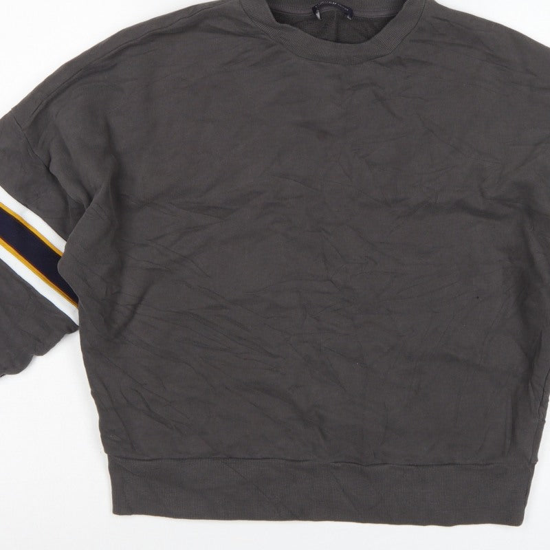 Marks & Spencer Women Black UK 14 Pullover Sweatshirt Striped Sleeves